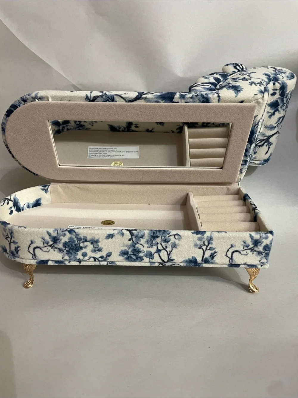 Blue Floral Chaise Lounge Accent Sofa - Home Accents